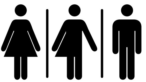 bathroom sign showing icons for male, female and also a unisex icon