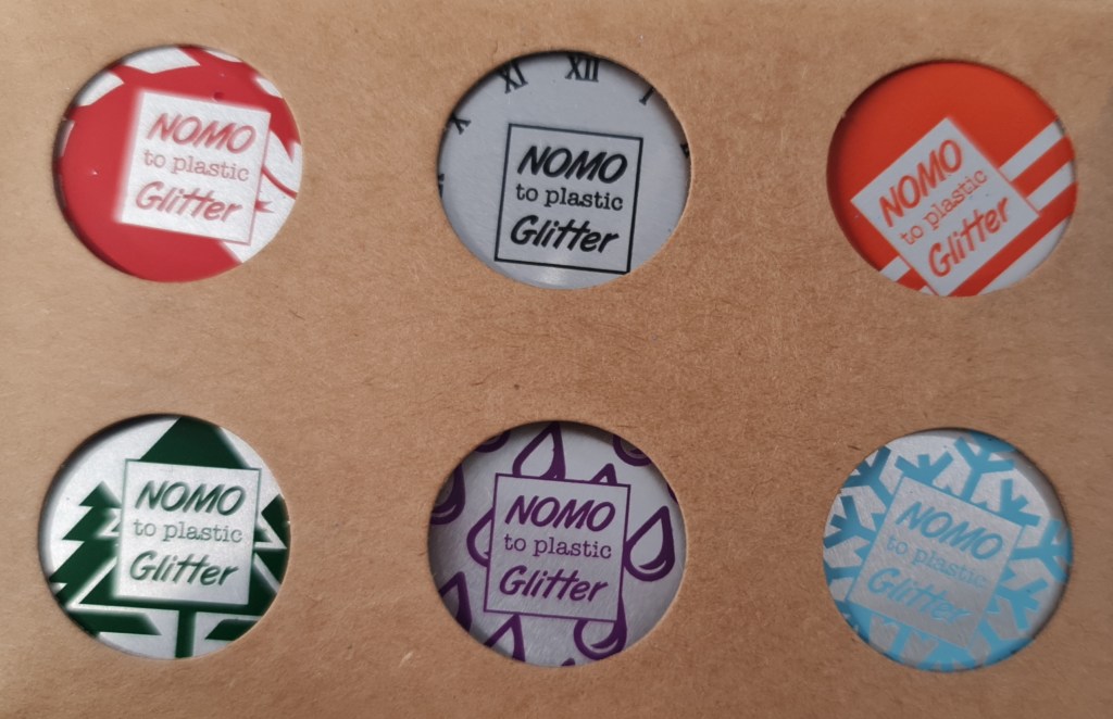 Fully biodegradable glitter containers in several colours.