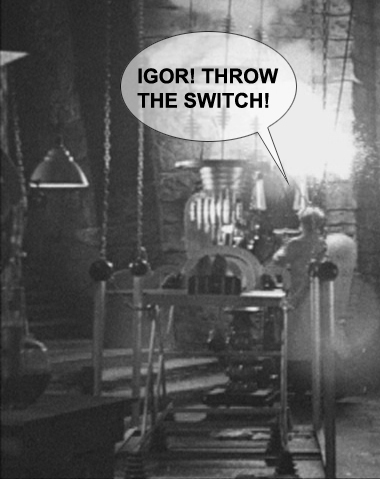 Mad evil scientist lair with classic switches to throw. "Igor! Throw the switch!"